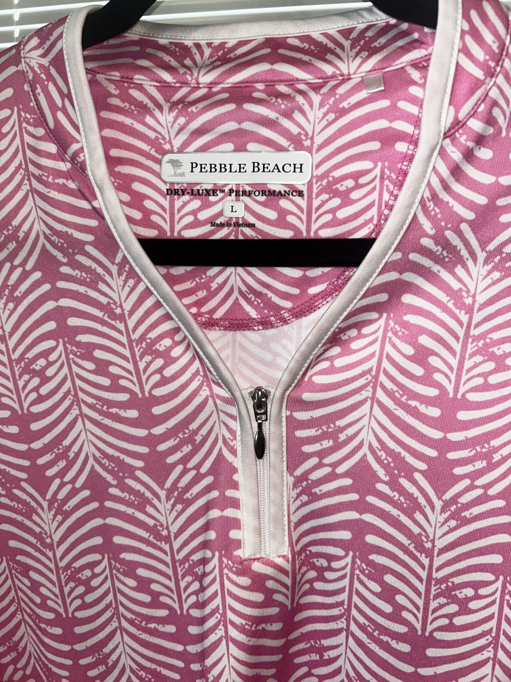 Pebble Beach Pink & White Zip-Front Performance Top